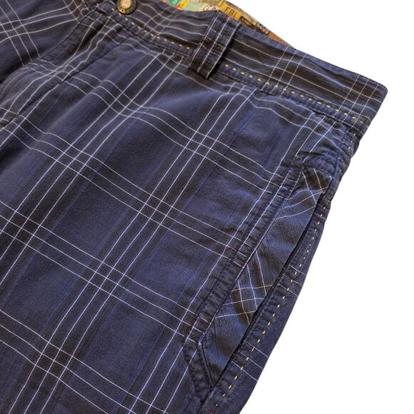 Robert Graham Plaid Shorts men's size 32 License Plate Print Lining Navy Blue - Picture 9 of 11